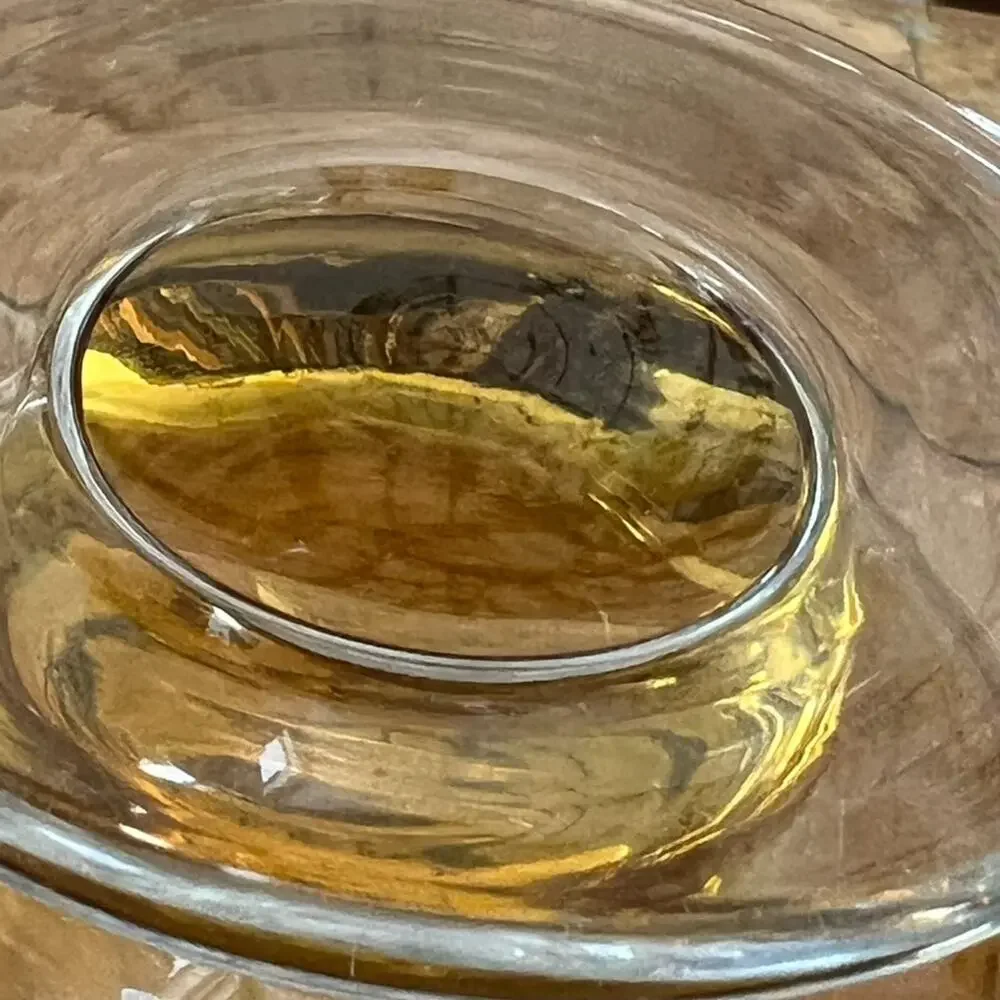 Vintage Williams Sonoma Amber Citrine Clear Glass Footed Gravy Sauce Hand Blown